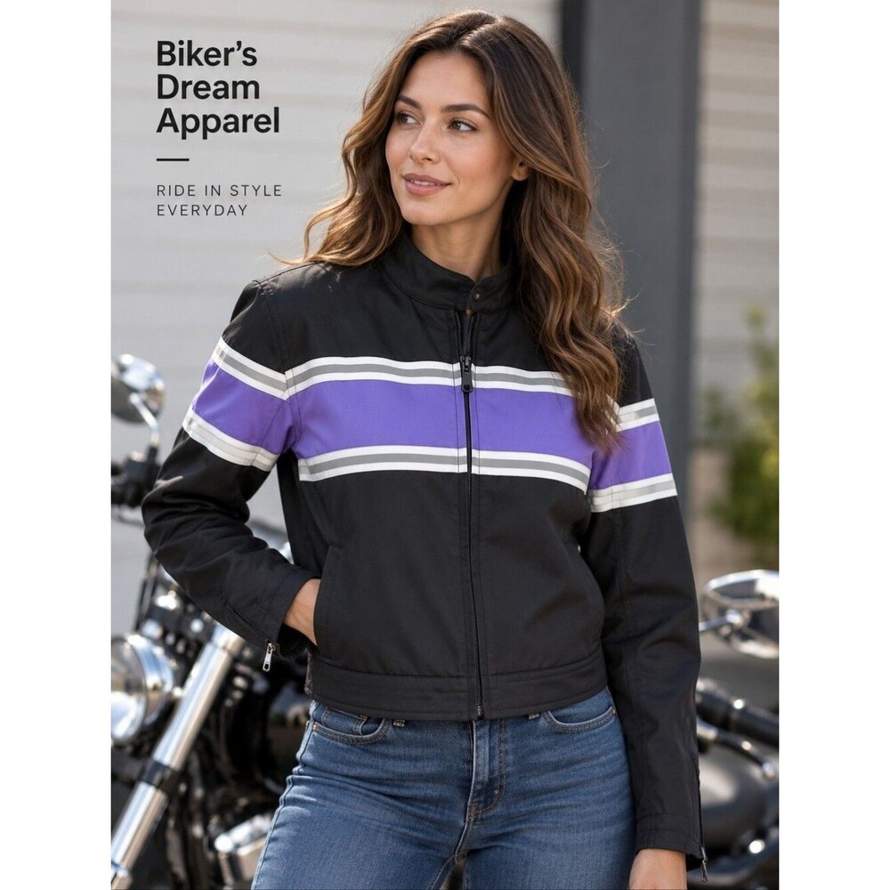 NWT Biker's Dream Apparel Black/Purple Textile Motorcycle biker Jacket coat XXL